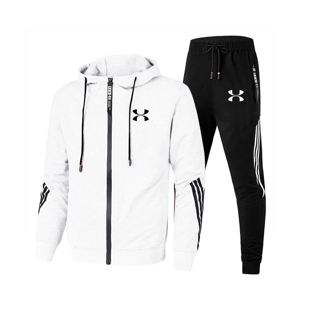 Men's Casual Sports Hoodie Set –Zipper Jacket + Elastic Waist Pants Jogging Suit - JVMCL