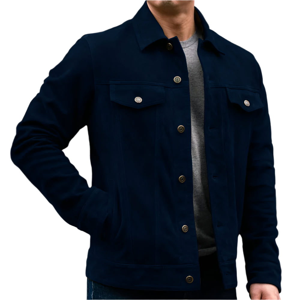 Men's Suede Jacket – Elegant Casual Suit Blazer for Spring & Autumn