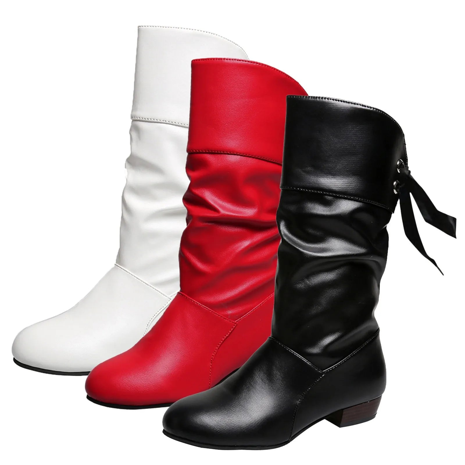 Women's Versatile Mid-Calf Boots – Chunky Heel Western-Inspired Motorcycle Boots - JVMCL