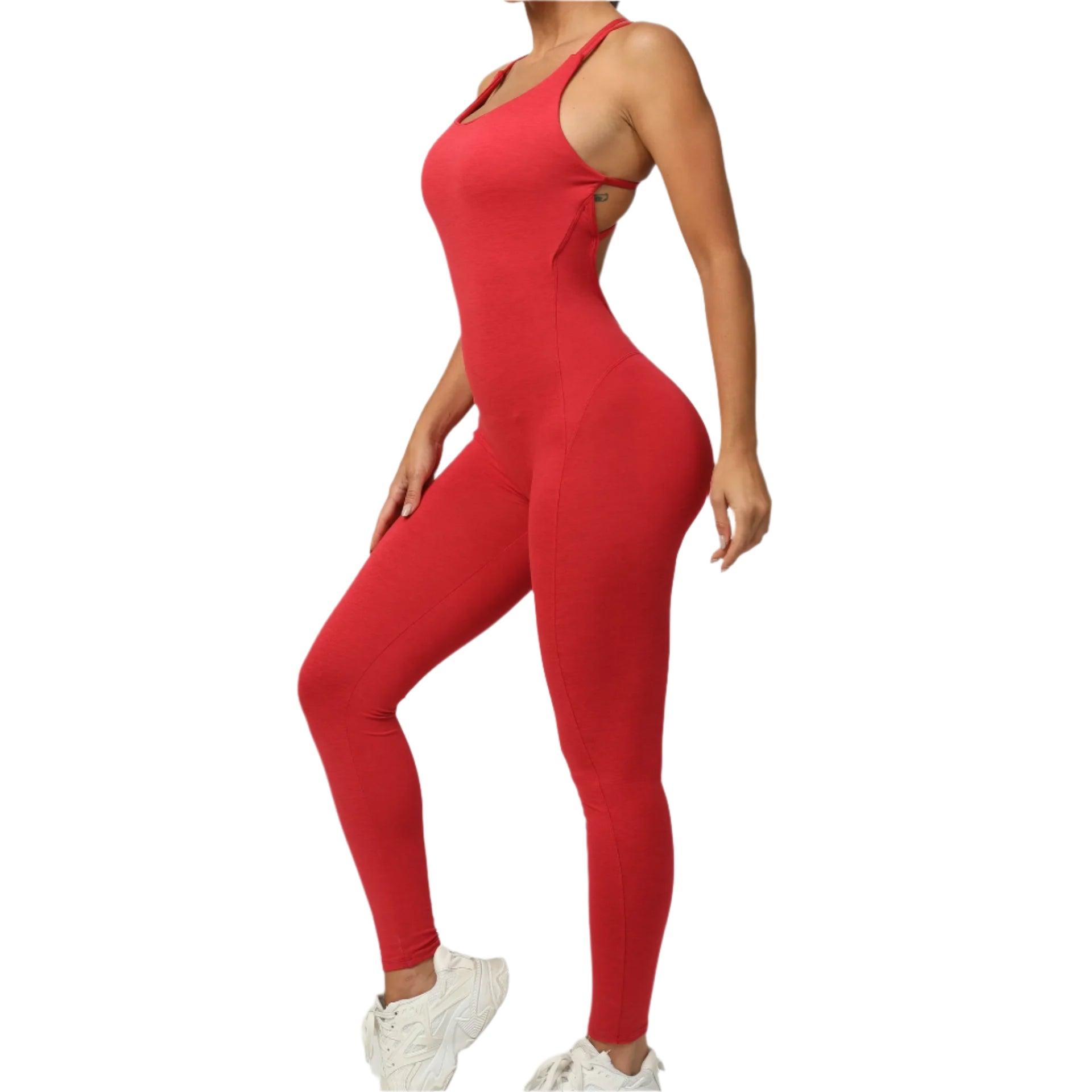 Sexy Backless Bodycon Scrunch Jumpsuit –Push-Up Dance Fitness Overalls for Women - JVMCL