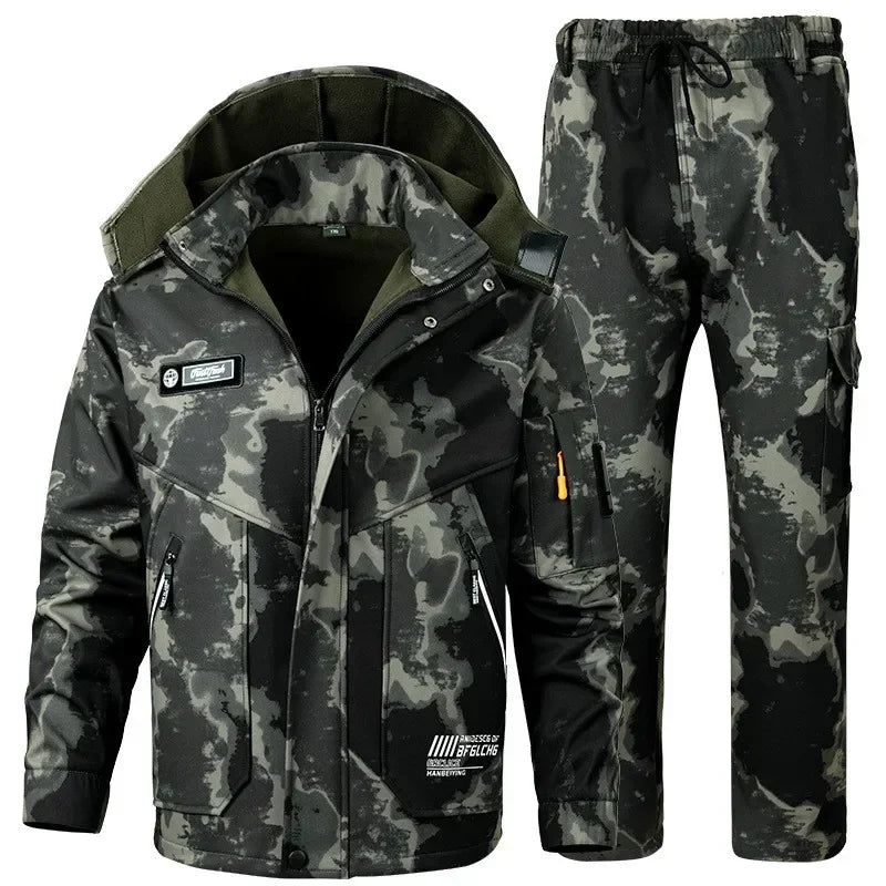 Windproof Waterproof Winter Velvet Thickened Tactical Military Style Uniform Set - JVMCL