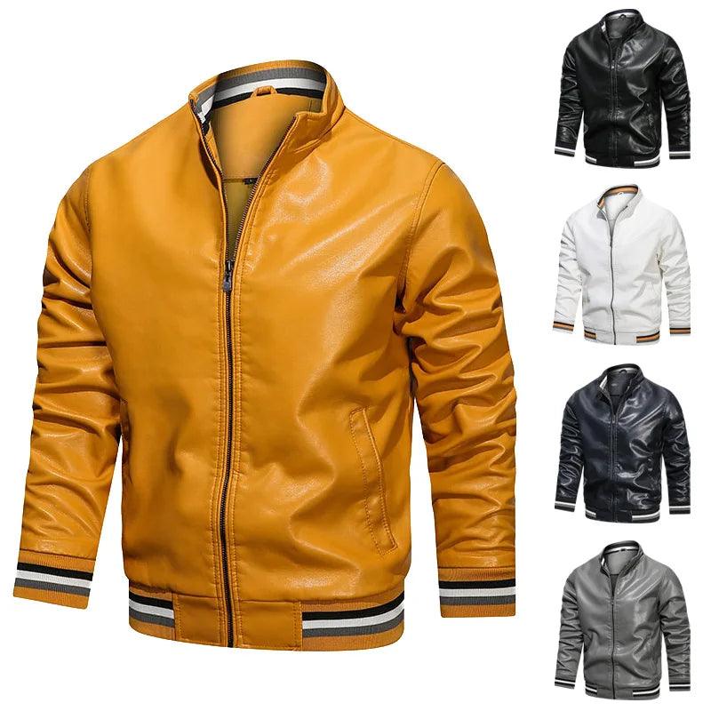 Autumn and Winter Men’s Casual Leather Business Windproof Sports Coat Jacket - JVMCL