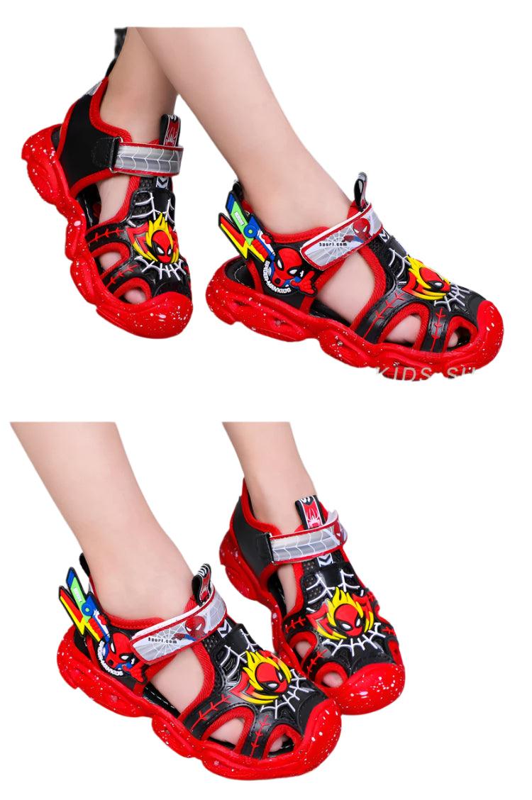 LED Sport Sandals Spiderman Sandals for Boys Casual Soft Sole Kids Shoes - JVMCL