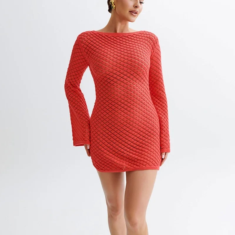 Women’s Sexy Knit Mini Dress – Beach-Ready Backless Vacation Dress