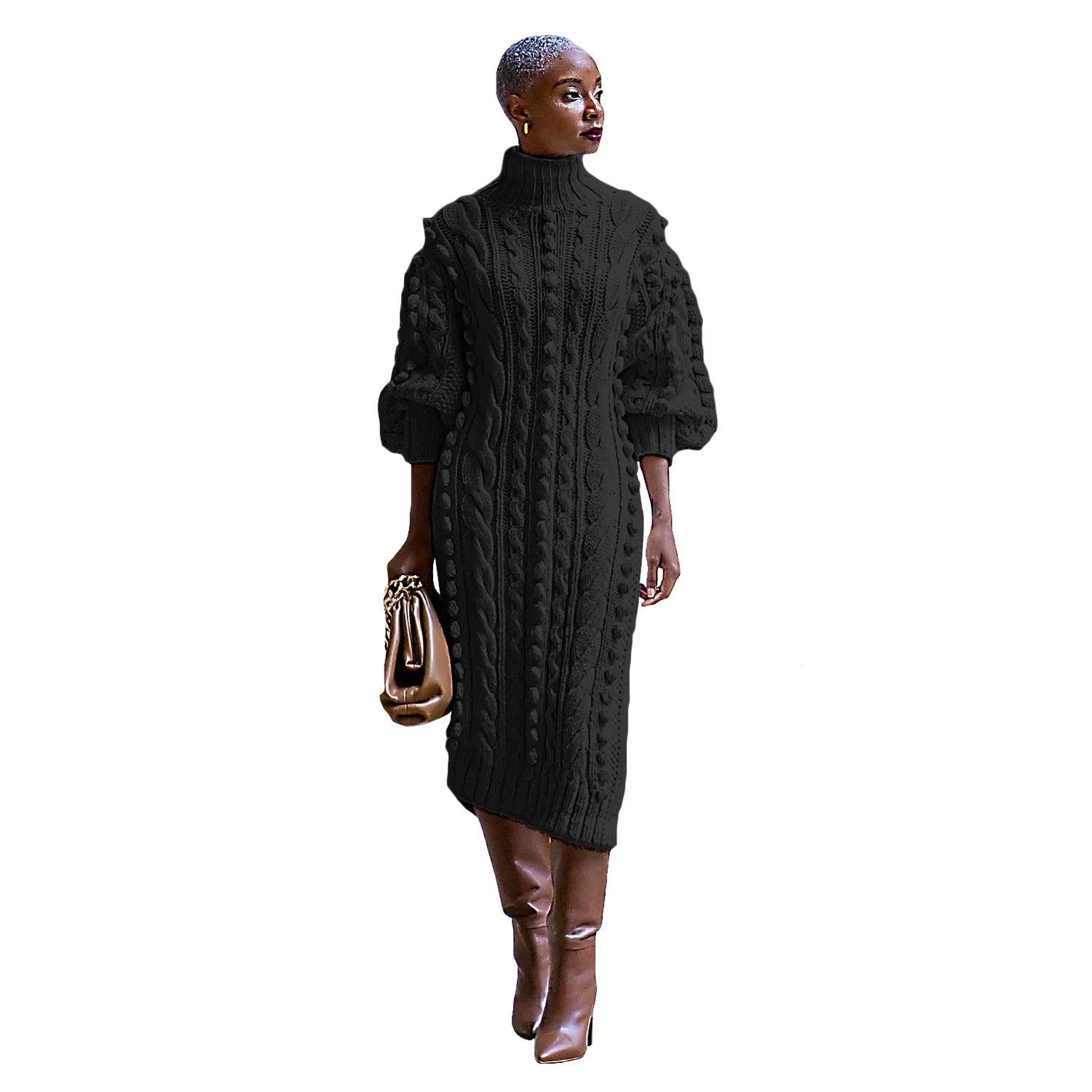 Women Autumn Winter African Knit Dashiki Maxi Dress Collection - JVMCL