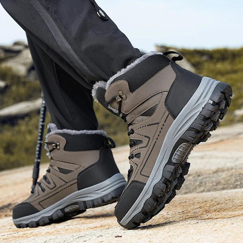 Winter Hiking Boots for Men – Warm Plush Non-Slip Ankle Boots - JVMCL