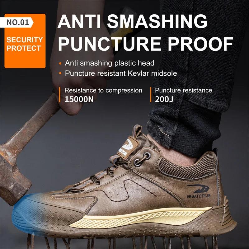 6KV Insulated Composite Toe Work Shoes – Indestructible Anti-Smash Leather Safety Boots - JVMCL