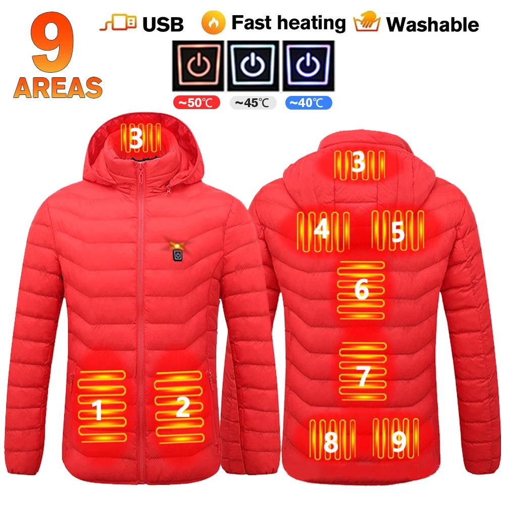 21-Area Heated Waterproof Winter Coat – USB-Powered Warm Vest for Men & Women - JVMCL