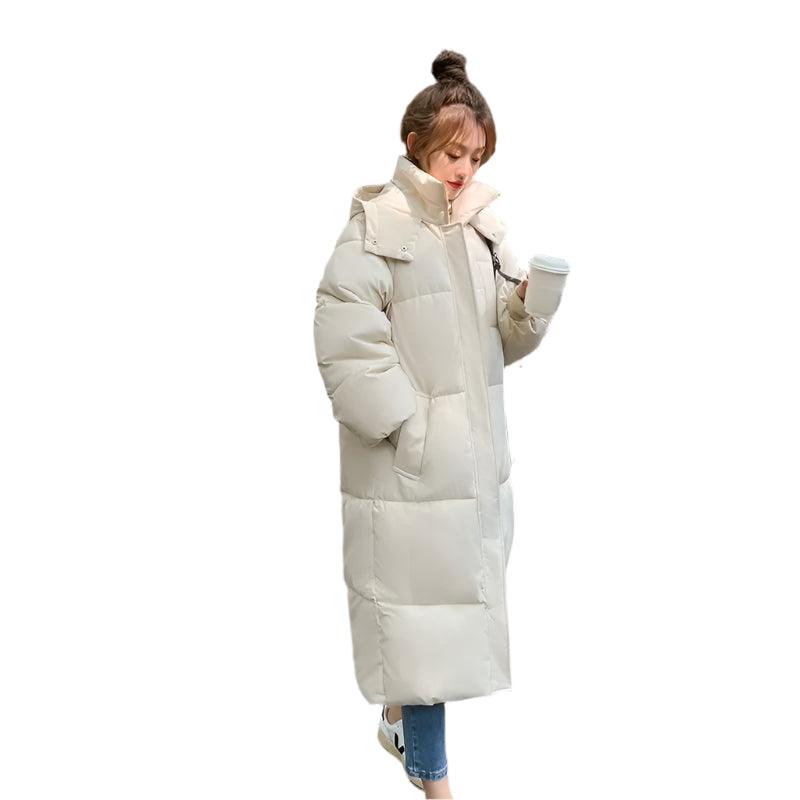 Long Sleeve Hooded Loose Plush Long Parka - Hooded Winter Zipper Coat - JVMCL