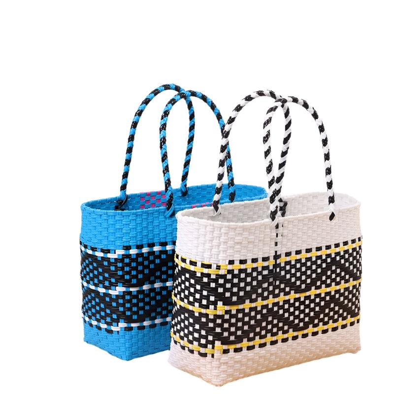 Handmade Plastic Woven Bohemian Tote – Summer Beach Shoulder Bag for Women - JVMCL