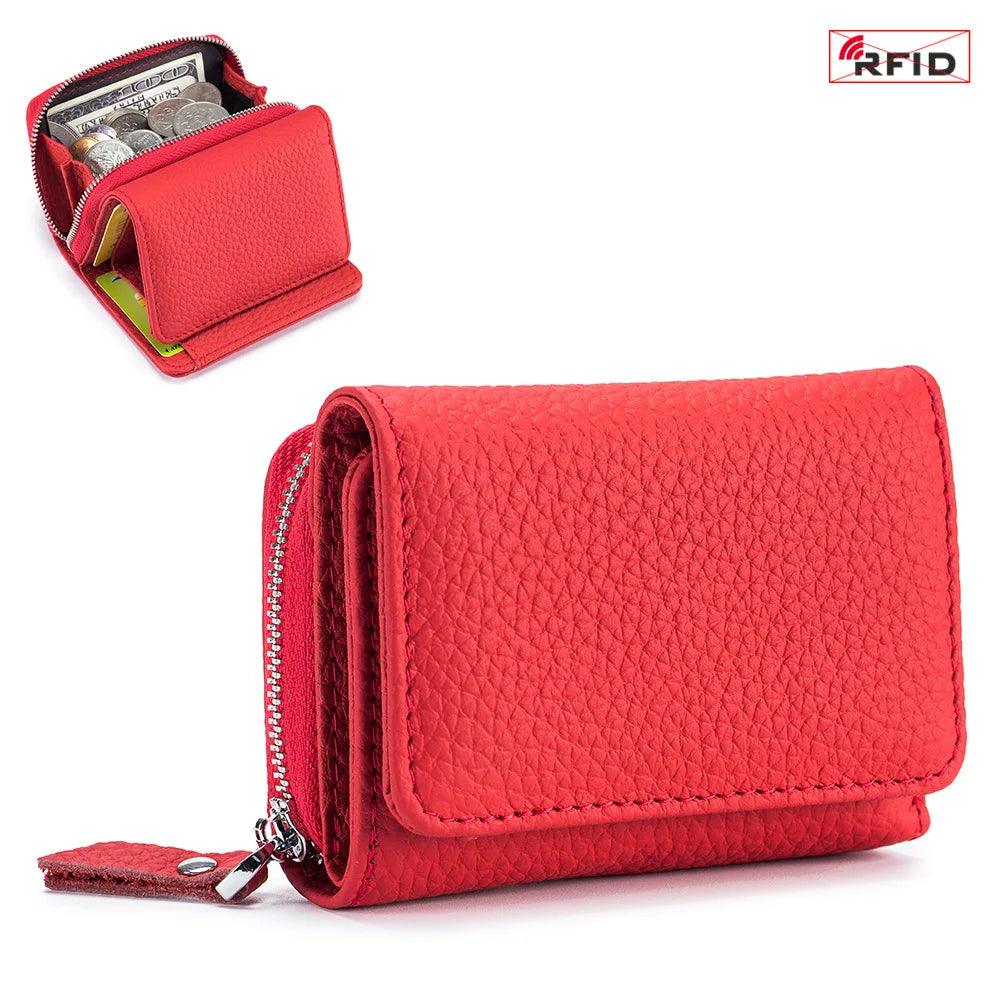 Genuine Leather 3-Fold RFID Wallet – Compact, Stylish, and Secure