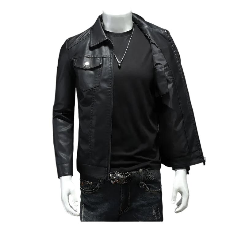 Comfort Ride : Durable Padded Velvet Lining Slim-Fit Leather Motorcycle Jacket - JVMCL