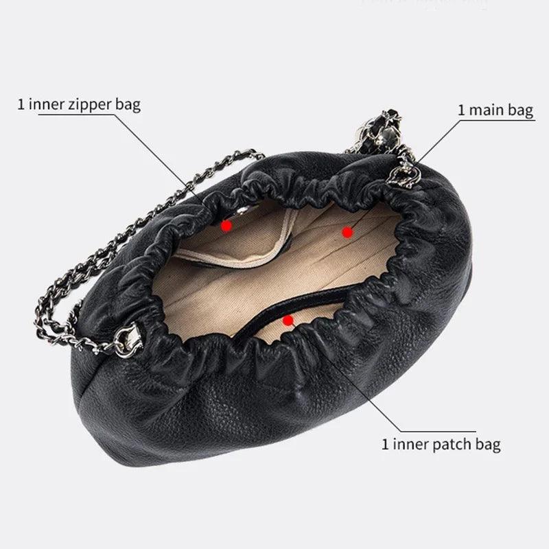 Soft Genuine Leather Cloud Clutch – Dumpling-Style Crossbody & Underarm Bag - JVMCL