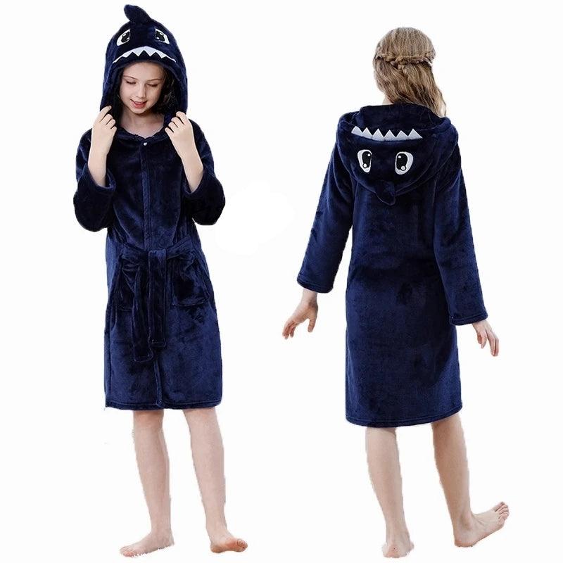 Shark & Dinosaur Bathrobe Cute Hooded Animal Cartoon Pajamas for Kids - JVMCL