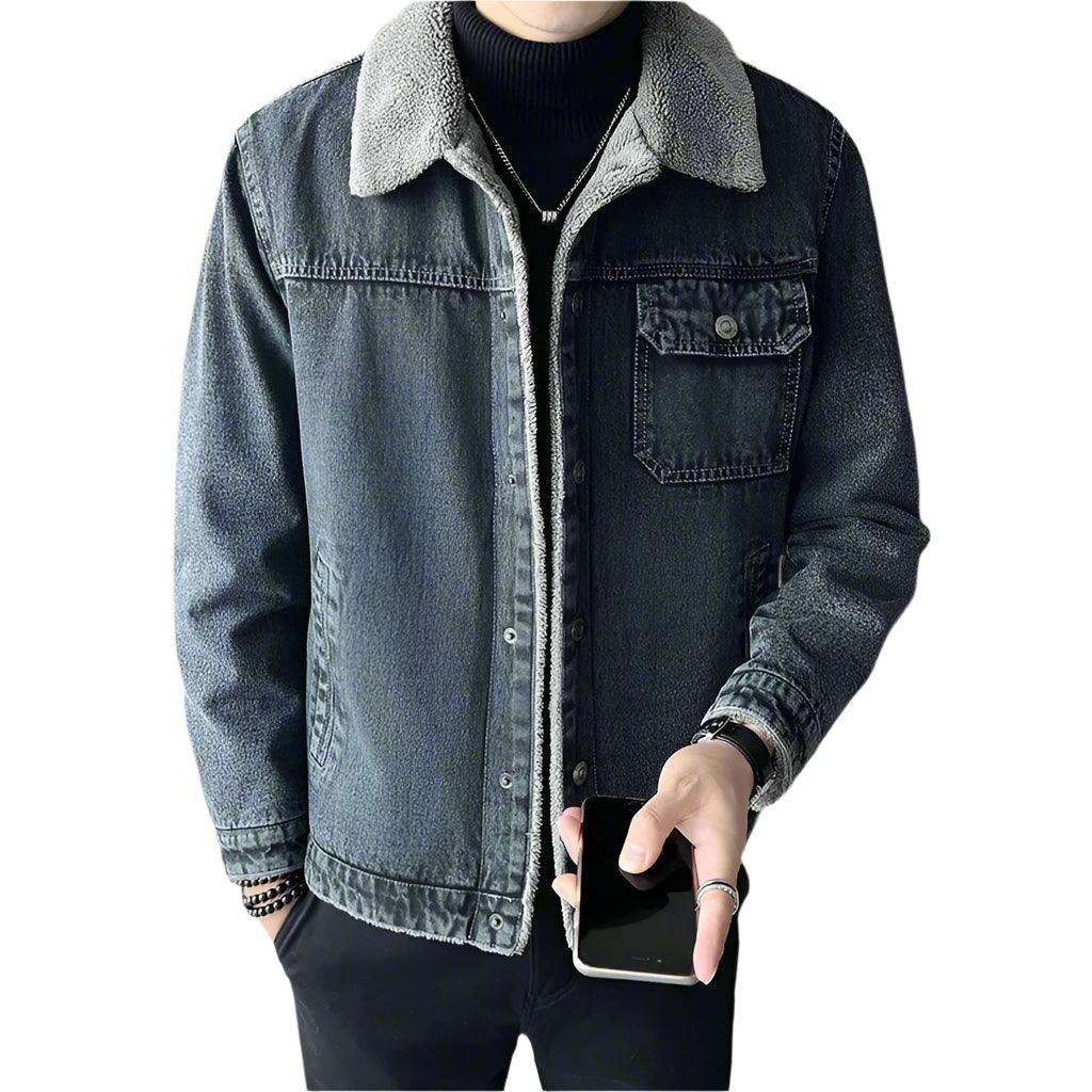 Men's Autumn Winter Hooded Denim Jacket – Warm Casual Outerwear - JVMCL