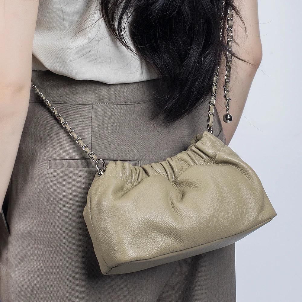 Soft Genuine Leather Cloud Clutch – Dumpling-Style Crossbody & Underarm Bag - JVMCL