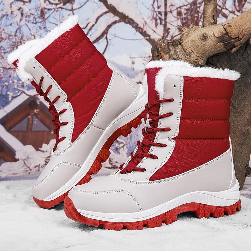 Outdoor Non-slip Women Warm Waterproof Boots Fashion Designer Plush Snow Boots - JVMCL