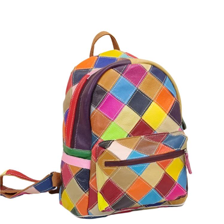 Multicolor Genuine Leather Backpack – Fashionable & Functional School Bag - JVMCL