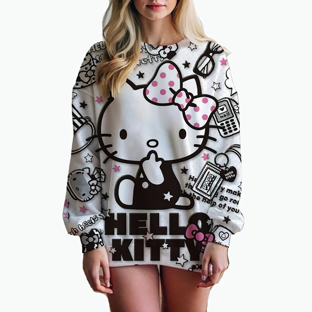 Cute & Trendy Hello Kitty 3D Print Sweatshirt – Youthful Casual Wear - JVMCL