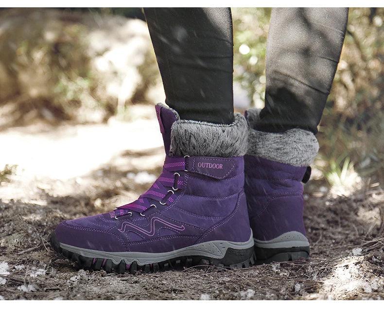 Fur Plush Warm Men Ankle Waterproof Men Boots Outdoor Non-Slip Hiking Boots - JVMCL