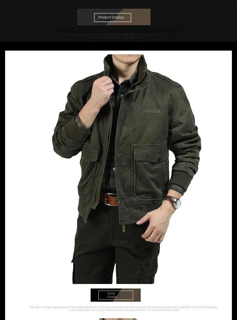 Stylish Men's Tactical Stand Collar Bomber Jackets For Spring Autumn Hunting Fishing - JVMCL