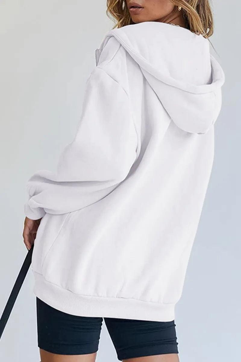 Cute Oversized Hoodie for Women and Teenage Girls – Casual Autumn Zipper Jacket - JVMCL