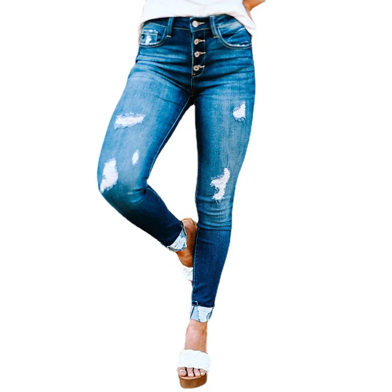 Women’s High Street Slim Fit Denim Jeans – Edgy & Stylish Pencil Pants