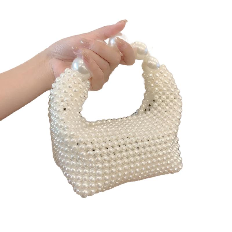 Elegant Women's Beaded Woven Pearl Tote Bag–Evening Parties & Holidays Handbag - JVMCL