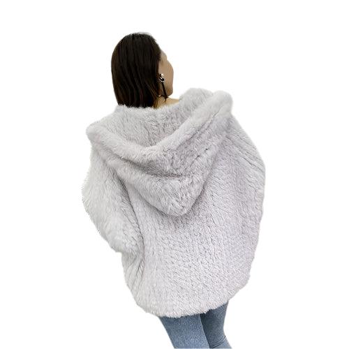 Luxurious Natural Rabbit Fur Hooded Coat – Soft, Warm & Elegant for Winter - JVMCL