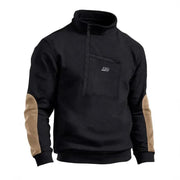 Half-Zip Long Sleeve Men’s Fleece Stand Collar Tactical Sweatshirt with Pocket - JVMCL