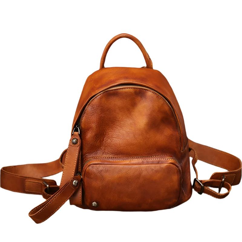 Vintage Genuine Leather Small Backpack – Retro Elegance & Everyday Comfort - JVMCL