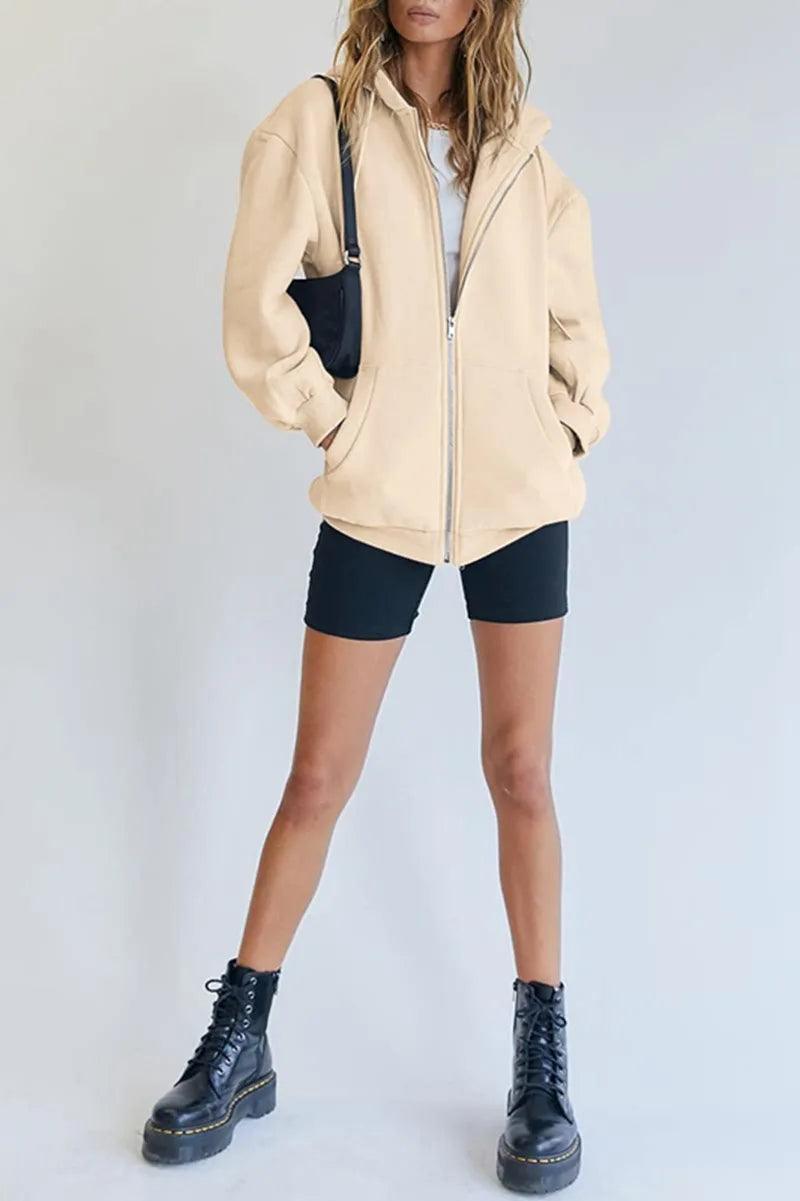 Cute Oversized Hoodie for Women and Teenage Girls – Casual Autumn Zipper Jacket - JVMCL