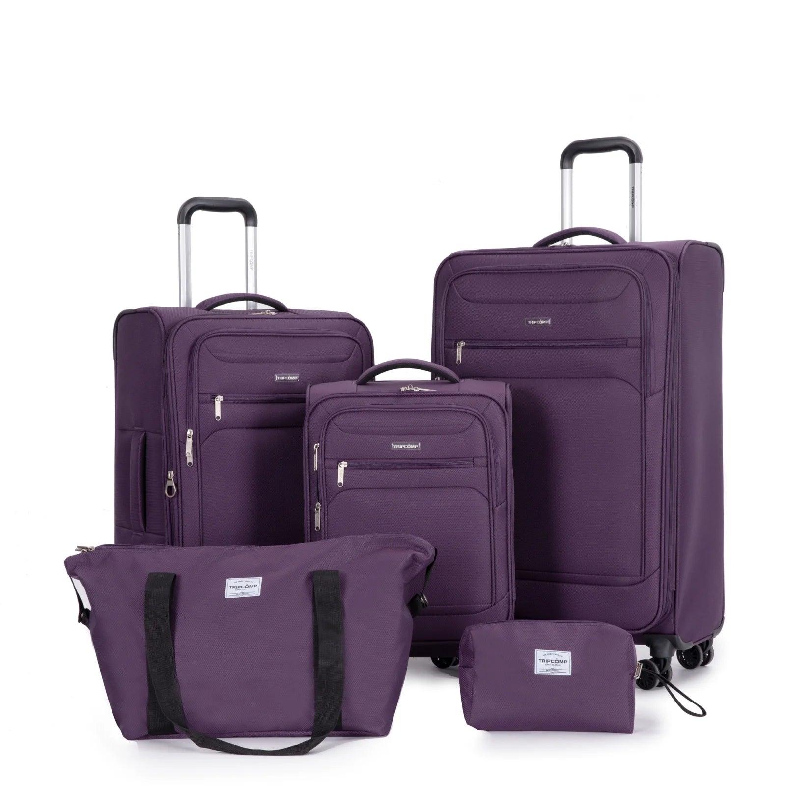 5-Piece Expandable Soft side Luggage Set with Spinner Wheels & Travel Duffel Bag - JVMCL