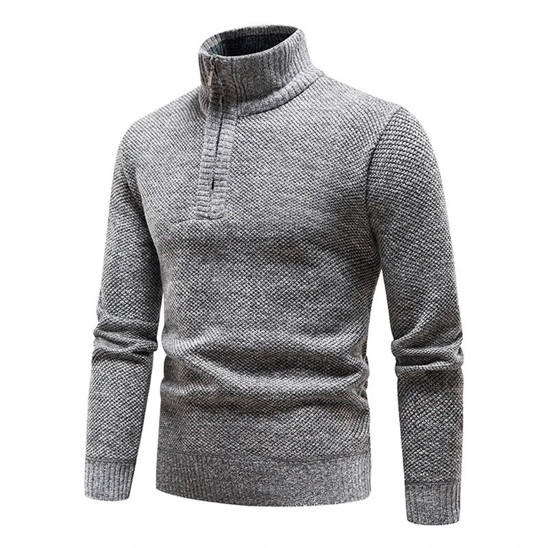 Thick Half-Zip Turtleneck Warm Knitted Pullover Sweater for Winter & Sportswear - JVMCL