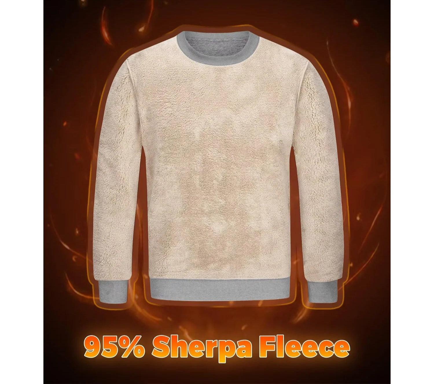 Men's Thickened Heavy Sherpa-Line Fleece Crewneck Sweatshirt Pullover - JVMCL