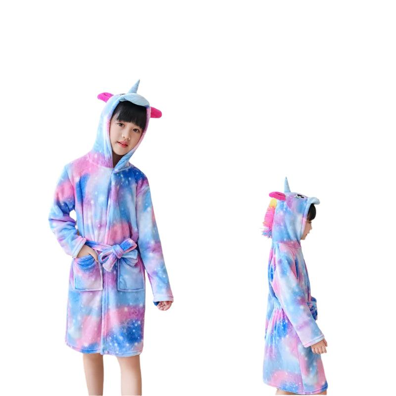 Unicorn Kids Hooded Bathrobe – Soft Flannel Animal Pajamas for Boys & Girls - JVMCL