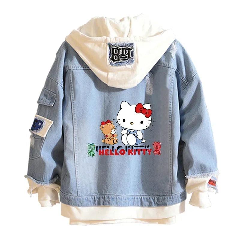 A Hello Kitty High-Quality Anime collectible Denim Bomber Jacket - JVMCL