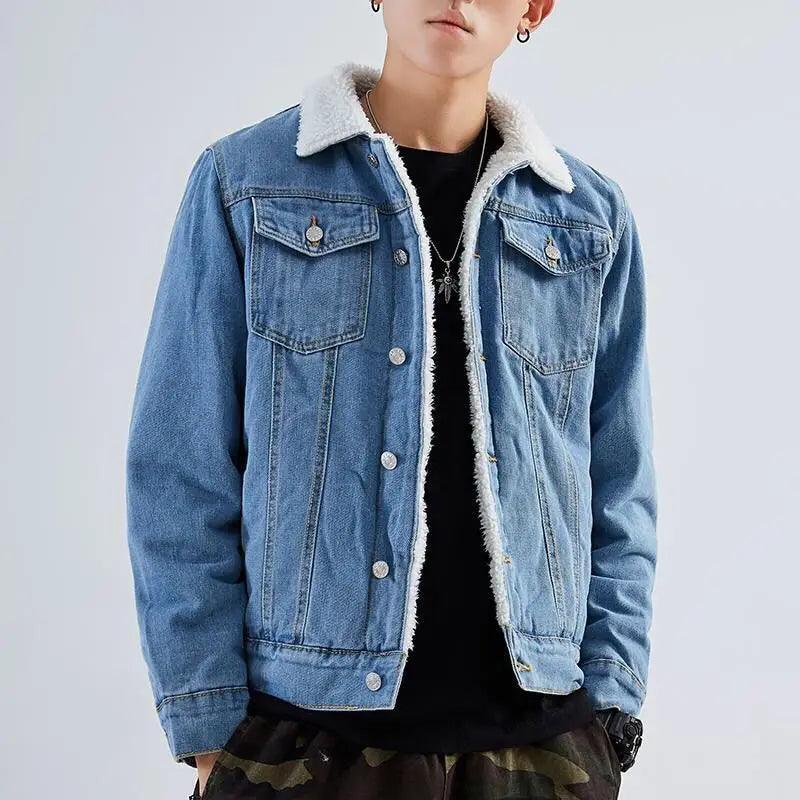 Men's Warm Fleece-Lined Denim Jacket – Winter Casual Slim Windbreaker - JVMCL