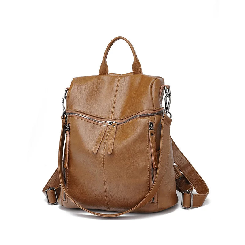 Soft Leather Lightweight Waterproof Sheepskin Backpack 