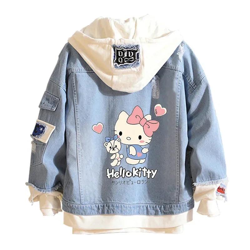 A Hello Kitty High-Quality Anime collectible Denim Bomber Jacket - JVMCL