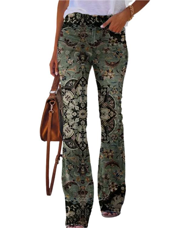 Women’s High-Waist Printed Wide-Leg Pants – Trendy & Chic Imitation Jeans - JVMCL