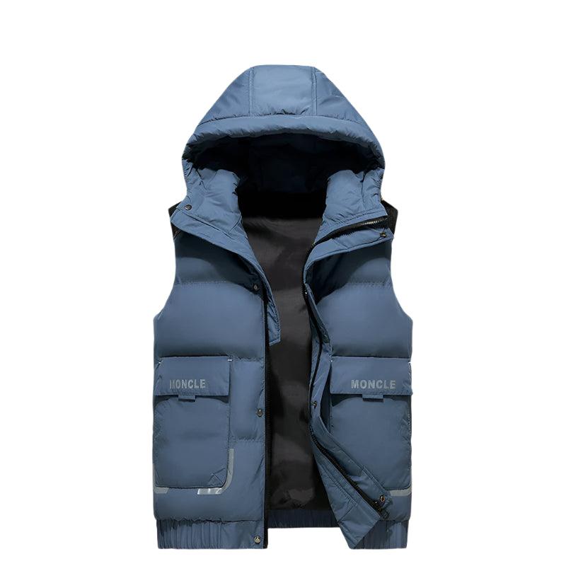 Men's Stylish Warmth Sleeveless Hooded Vest Jacket for Autumn and Winter - JVMCL