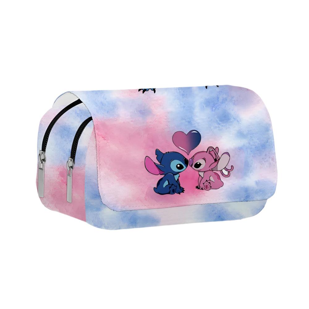 Stitch Fully Printed Flap Pen Bag - Large Capacity Cartoon Students Pencil Case - JVMCL