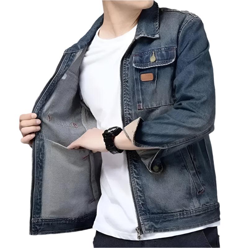 All-in-one Stylish Men's Denim Overalls Multi Pocket Autumn Winter Jacket - JVMCL