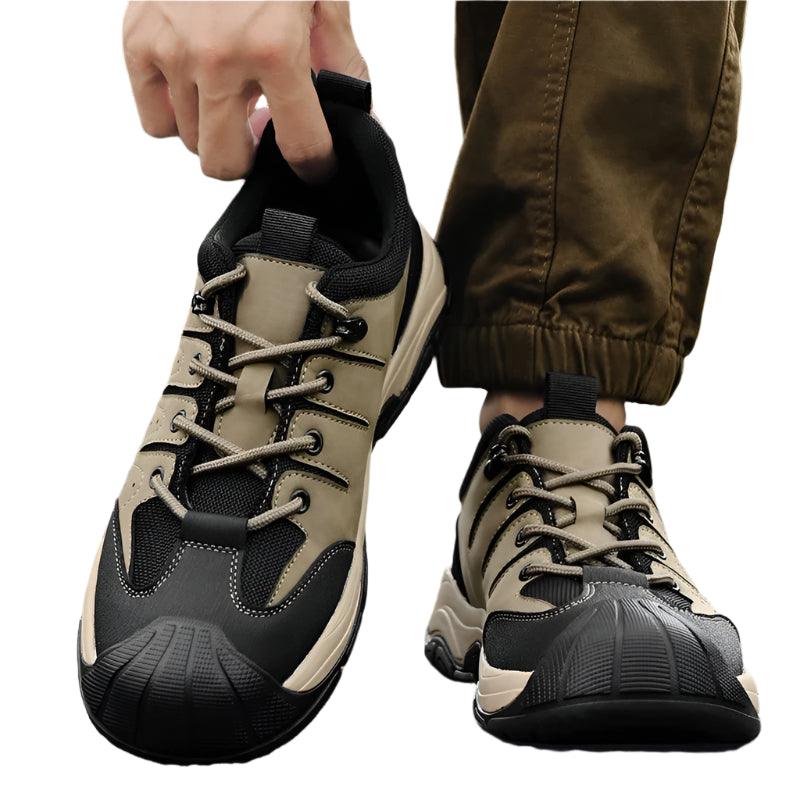 Genuine Leather Men's Hiking Sneakers–Handmade High-Quality Casual Walking Shoes - JVMCL