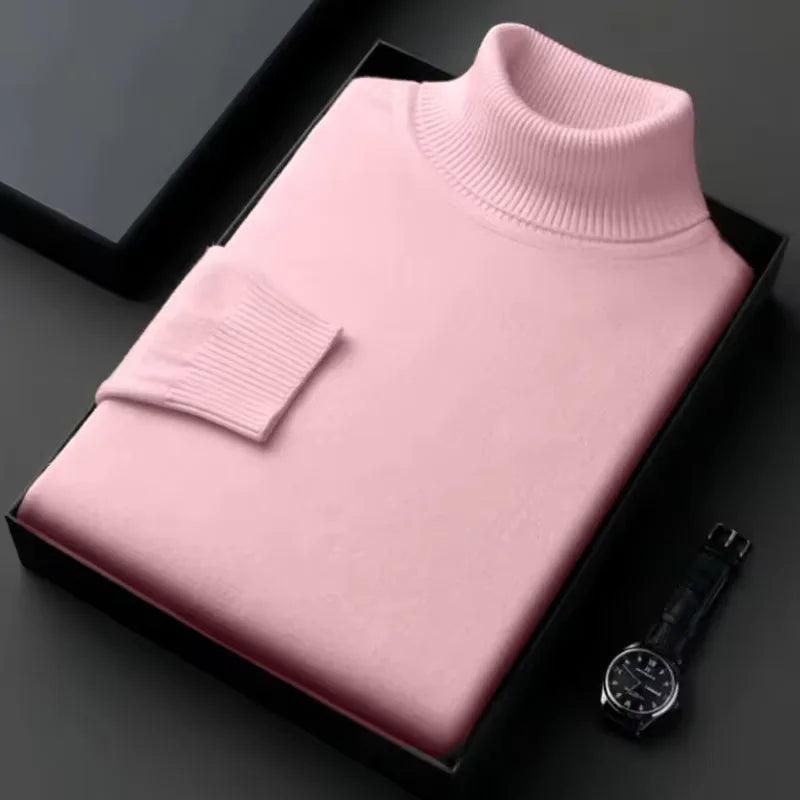 Men’s Knitted Turtleneck Sweater – Slim Fit, Anti-Pilling, Long Sleeve Pullover - JVMCL