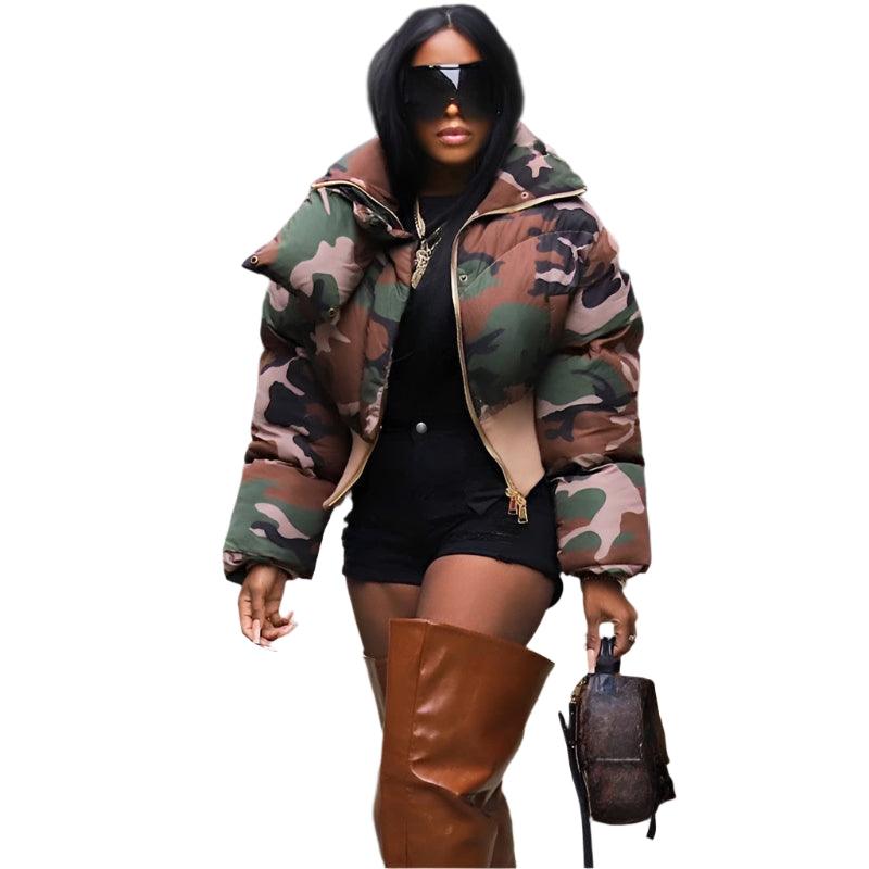 Fashion Streetwear Camouflage Women's Stay Warm and Stylish WinterPuffer Jacket - JVMCL