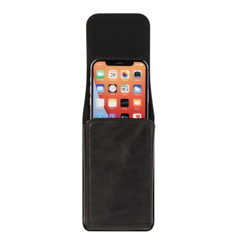 Leather Belt Case – Mobile Phone Waist Bag for iPhone 16, 15, 14, 13, 12 Series