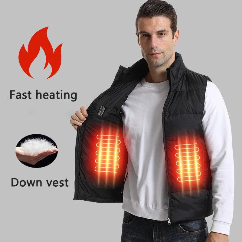 Down Heated Vest with 15 Heating Areas for Men and Women - JVMCL