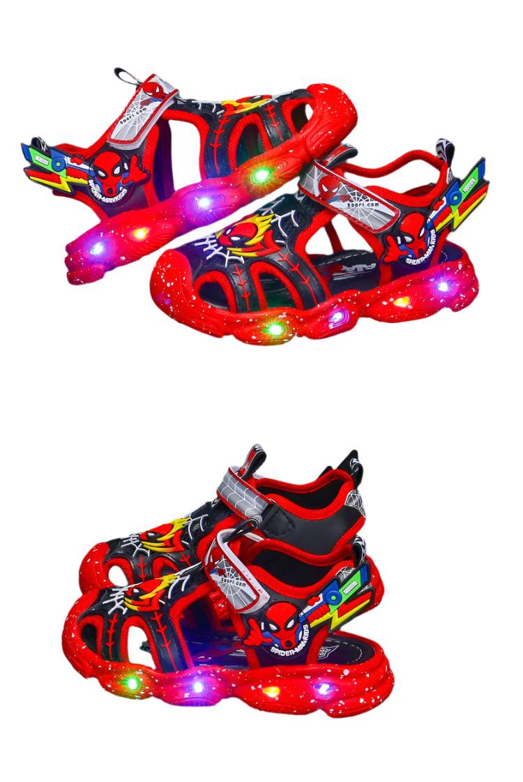 LED Sport Sandals Spiderman Sandals for Boys Casual Soft Sole Kids Shoes - JVMCL